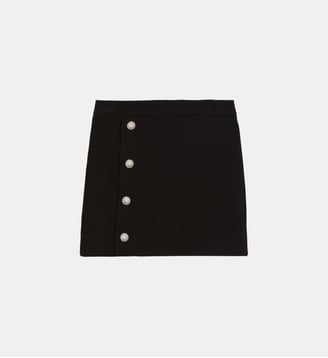 Jupe courte à boutons - Balmain - Noir