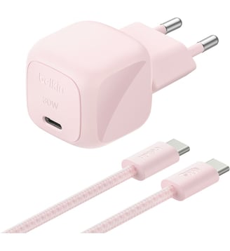 Chargeur solaire USB-C 30W + cable USB-C 2m Rose - Belkin - Standard