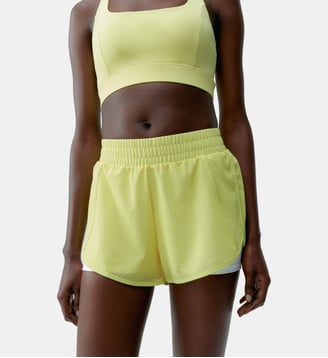 Short sport Perfomance Running PADMA 2.0 - Born Living Yoga - Blanc et jaune