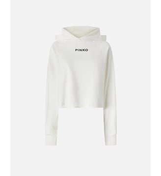 Sweat-shirt cropped à broderie - Pinko - Blanc
