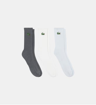 Lot de 3 paires de chaussettes côtelées - Lacoste - Gris noir et blanc