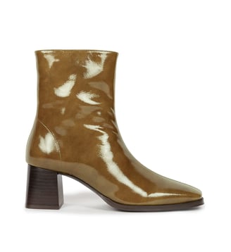 Bottines à Talons Marlie Cuir Verni Froissé - Bobbies - Manzanilla