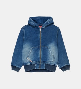 Sweat zippé effet denim avec logo - Diesel Kids - Denim bleu