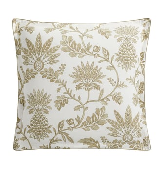 Taie d'oreiller imprimée en percale de coton, BAROQUE - Alexandre Turpault - Blanc et marron