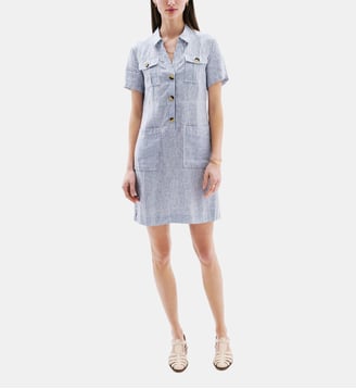 Robe laure1 - Motif rayures - Coupe droite - Caroll - Denim stone