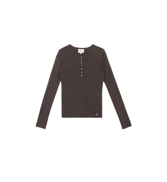 Pull col rond uni MALICE - La Petite Etoile - Marron