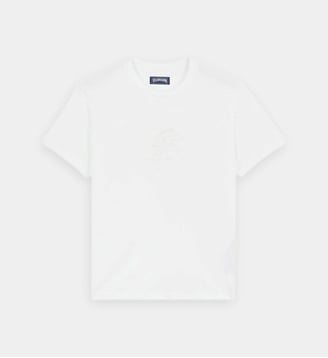 T-shirt en coton brodé ton sur ton Turtle - Vilebrequin - Blanc