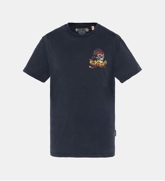 T-shirt biker, effet flammé - Schott - Noir clair
