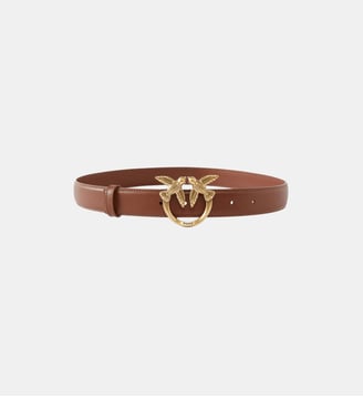 Ceinture fine Love Berry en cuir - Pinko - Marron