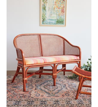 Banquette en rotin Martine N°54- Produit chiné - Debongout - Ocre rouge