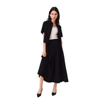 Jupe longue avec strass et perles - Maje - Noir