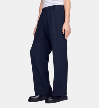 Pantalon large taille haute unisexe - Sandro - Marine