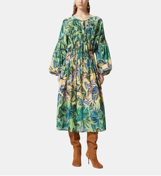 Robe midi ample à imprimé feuilles tropicales - Pinko - Multicolore