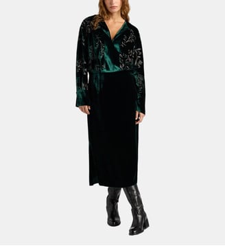 Robe bodiam en velours brodé - Momonì - Vert