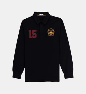Maillot de rugby manches longues Lio en coton - Serge Blanco - Noir