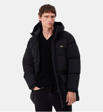 Doudoune mi-longue déperlante duvet - Lacoste - Noir