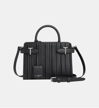 Petit sac à main Emilie en cuir tressé réemployé - Le Tanneur - Noir