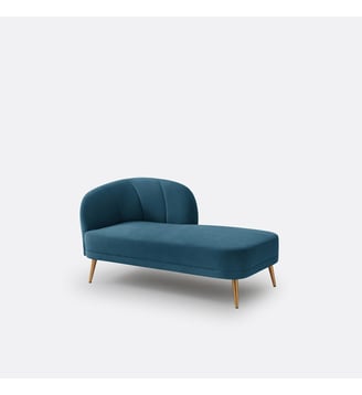 Méridienne velours, droite - La Redoute Interieurs - Bleu de prusse