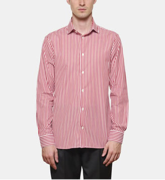 Chemise rouge à rayures bâtons coupe droite Atelier Privé