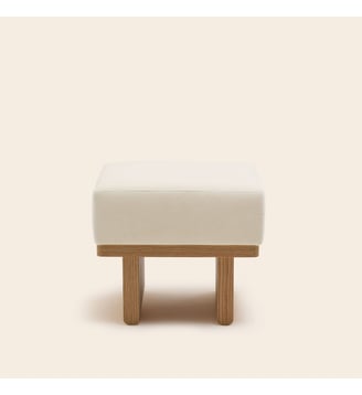 Tabouret ANCA  Bois et velours lumineux - Madura - Velours ivoire