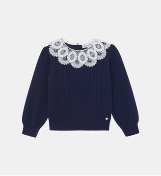 Pull -  laine col dentelle - Tartine Et Chocolat - Marine