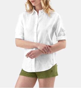 Chemise manches longues en lin unie - Vilebrequin - Blanc