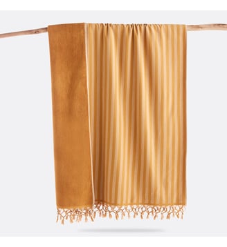 Fouta XL doublée éponge 360 g/m2 - La Redoute Interieurs - Safran