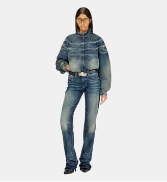 Veste matelassée en denim froissé effet usé - Diesel - Bleu moyen