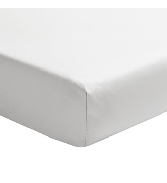 Drap housse uni en percale de coton, bonnet de 35cm, PREMIÈRE - Essix - Blanc