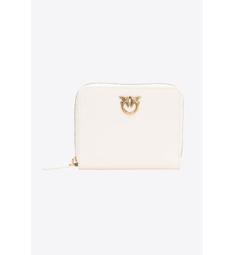 Portefeuille carré à contour zippé en cuir - Pinko - Blanc