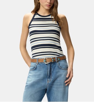Débardeur rayé à logo pinko - Pinko - Bleu