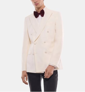 Veste de smoking croisée en laine vierge - Fursac - Écru
