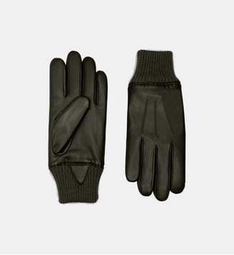 Gants Andrew Homme Cuir Doublés Lapin et Polaire - Agnelle - Kaki patine et noir