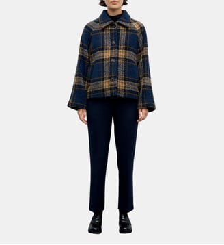 Manteau court à carreaux - ALMY - Gerard Darel - Bleu vif
