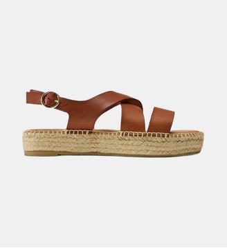 Sandales plates Chantail cuir - Odaje - Cognac