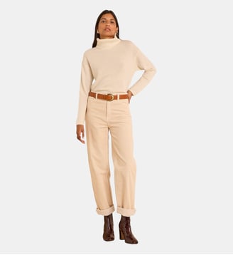 Pantalon Large En Velours Côtelé De Coton Agathe - Maison 123 - Naturel