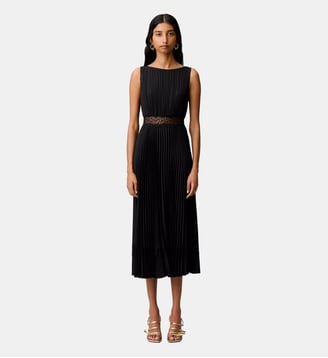 Robe fluide satinée plissée - Claudie Pierlot - Noir