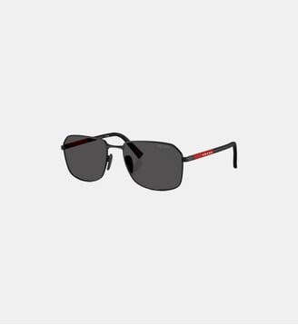 Lunettes de soleil Rectangulaire PS A51S - Prada Linea Rossa - Noir mat
