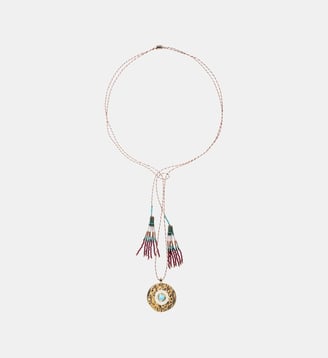 Collier sautoir perles avec pendentif HALONZO - Hipanema - Bleu turquoise
