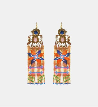 Boucles d'oreilles pendantes avec perles tissées MOHICAN - Hipanema - Indigo