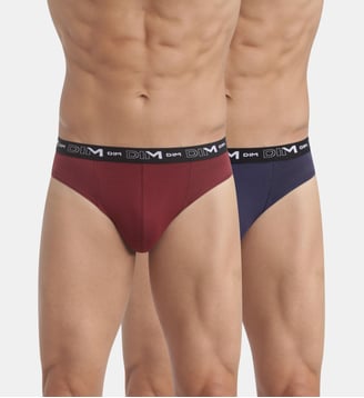 Lot de 2 Slips Coton Strech - Dim - Rouge rubis