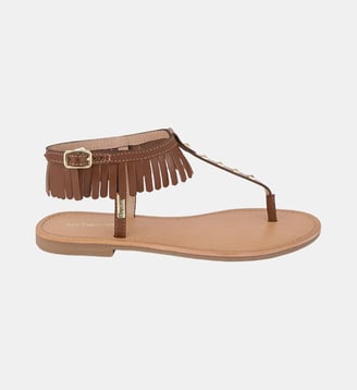 Sandales plates en cuir à entre-doigt HATALY - Les Tropeziennes par M. Belarbi - Marron