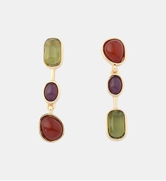 Boucles d'oreilles cabochons violet et vert - Balaboosté - Vert