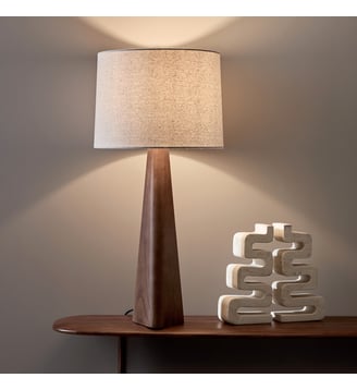 Lampe en chêne teinté noyer et lin - AM.PM - Noyer