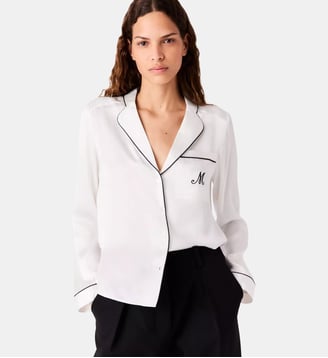 Chemise en soie brodée - Maje - Ecru