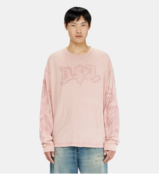 T-shirt relaxed à manches longues avec imprimé tacheté - Diesel - Rose