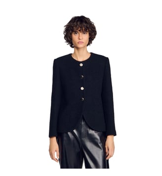 Veste en tweed à boutons fantaisie - Sandro - Noir