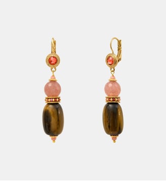 Boucles d'oreilles dormeuses   - Tiki - Satellite - Rose terracotta