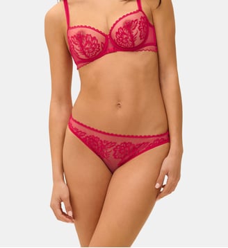 Culotte Romance à motif fleuri - Simone Pérèle - Cranberry