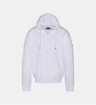 Sweatshirt uni zippé à capuche - Schott - Blanc